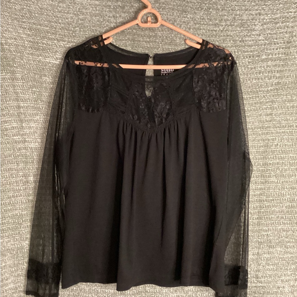 Soho Black Long Sleeve Blouse